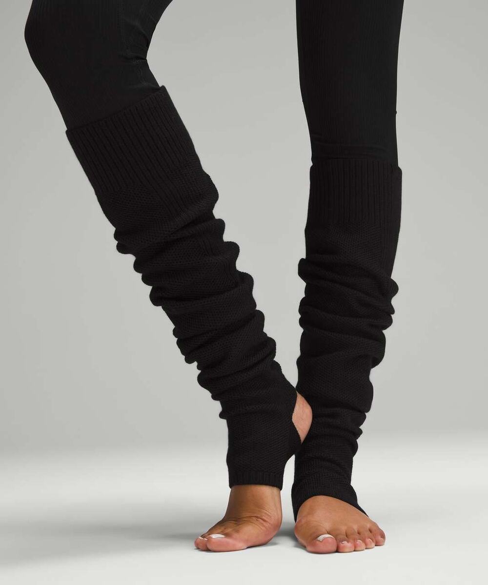 Lululemon Black Wool Legwarmers Open Toe Knit Boot Length